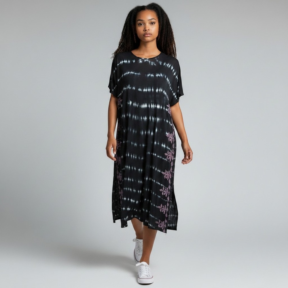 Free People Tie-dye Lavendar Emroidered Maxi Dress Cut Out Womens Size M NWT